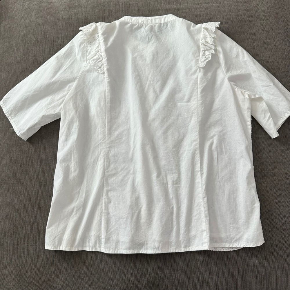 The Shirt Company London Boho Blouse Womens 8 White Excellent Lace Ruffle Cotton - Picture 5 of 8